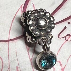 Pandora Daisy Dew Drop Dangle Blue Topaz & Sterling Silver Charm 790386TPP